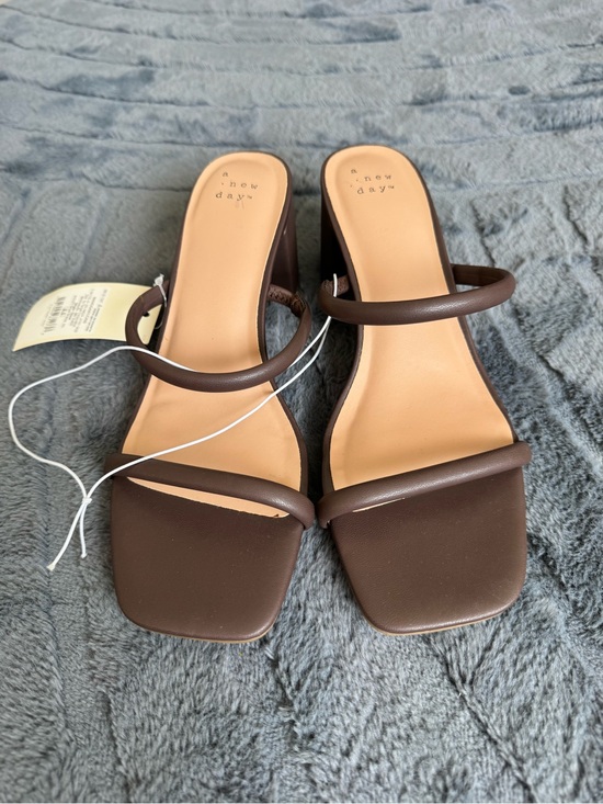 a new day Shoes - NWT - a new day Brown Double-Strap Square-Toe Block Heel Sandals